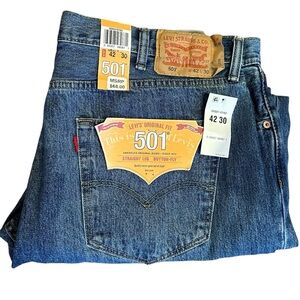 Levi's Men's 501 Original Fit Blue Jeans Straight Leg Button Fly 42 x 30 NWT